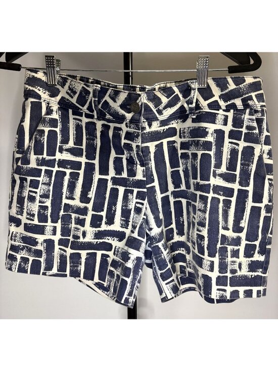 The Limited Pants - The LIMITED Women's Navy Blue White Geometric Tailored Shorts Pockets Size 10